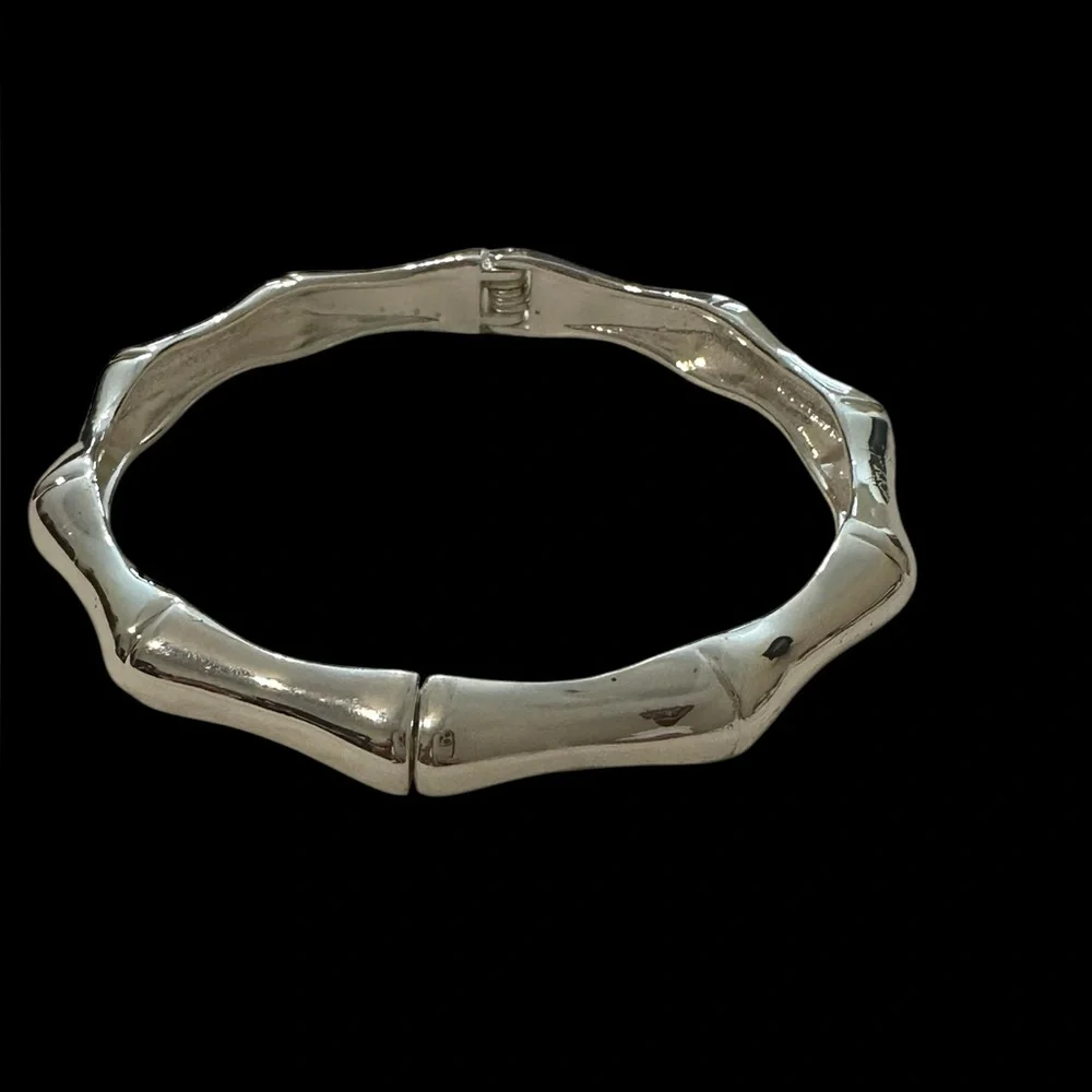 TOMMY BAHAMA SILVER TONE BAMBOO BANGLE BRACELET‎ NWOT